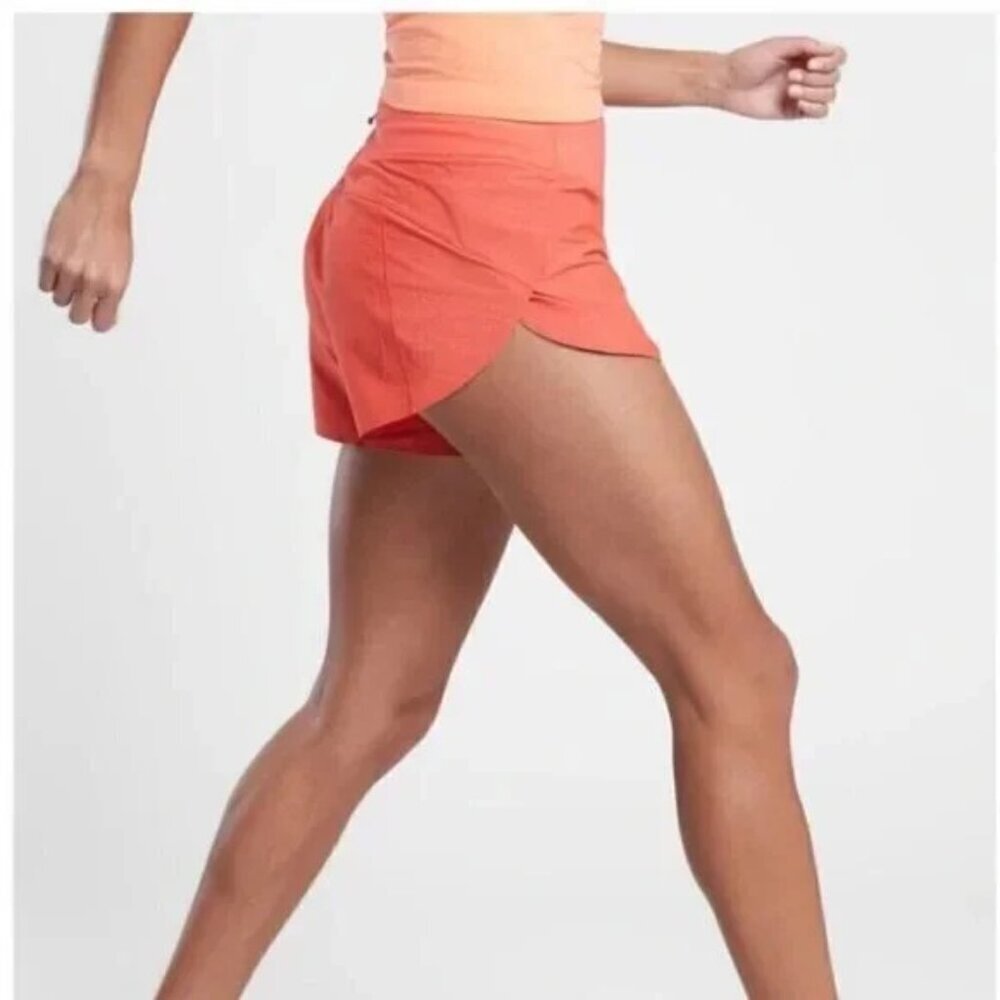 Athleta Run With It Textured 3.5" Shorts Orange Running Athletic Stretch Size XS
